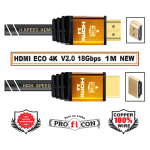 PROFICON HDMI ECO 4K V2.0 18Gbps 1m NEW είναι καλώδιο εύκαμπτο επαγγελματικό οικονομικό άριστης ποιότητας